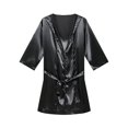 thumbnail image 6 of Bovxnpu Mens Robes Bathrobes 3/4 Sleeve Belted Silk Sleepwear Robe Sleepwear, 6 of 6