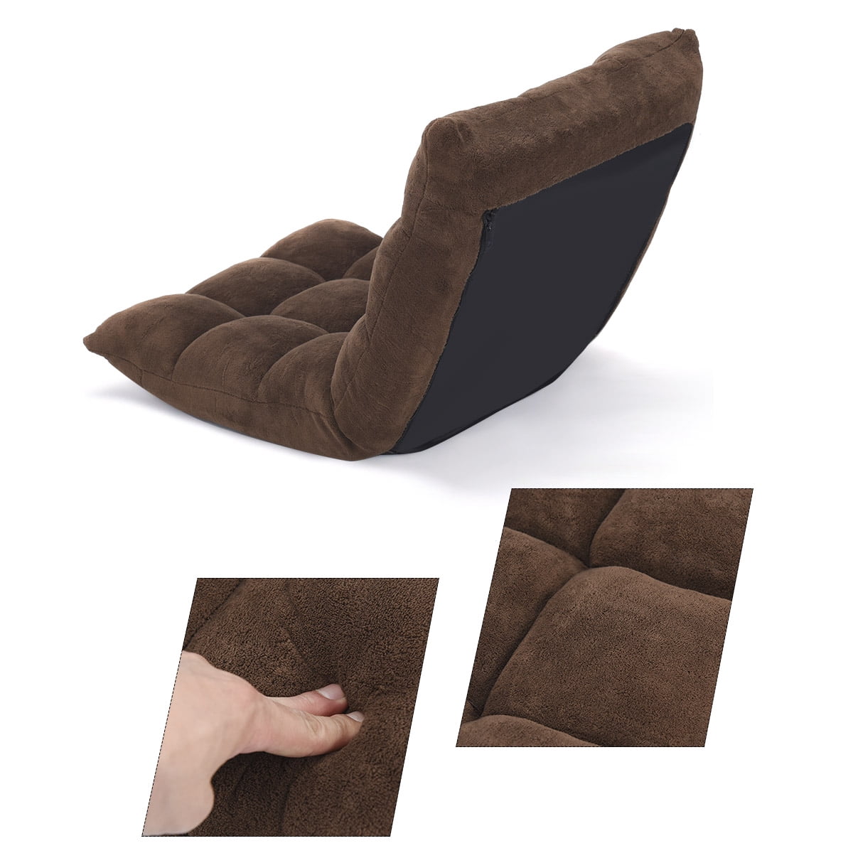 Patiojoy Adjustable 14-Position Floor Chair ,Padded Gaming Chair Lazy Recliner Brown
