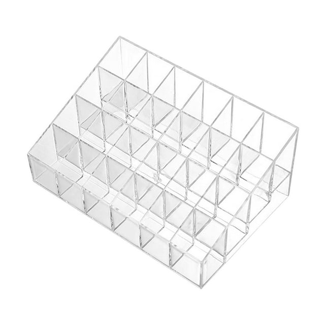 Organizador de lápiz labial Estuche transparente para brillos labiales Tubos de lápiz labial 24 ranuras 3x3cm