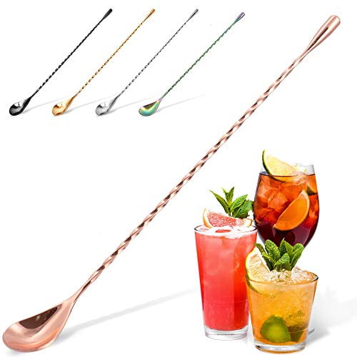 Long Attractive Spiral Design for Layering Drinks Tall Cups & Pitchers Zulay Premium 12 Inch Stainless Steel Cocktail Spoon Black Bar Spoon & Cocktail Mixing Spoon for Cocktail Shakers 