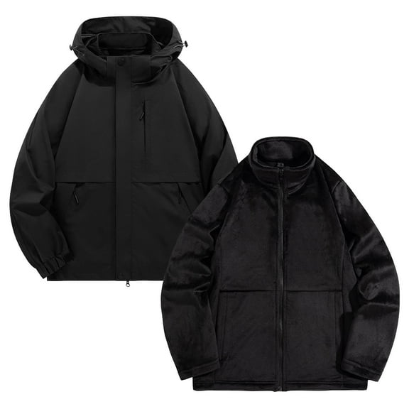 Donemore Men's Outdoor Long Sleeve Windbreaker Jacket Coat with Detachable Thermal Lining 3-in-1 Design Multi-functional Windproof Waterproof Hiking Climbing Outdoor Wear