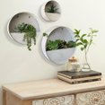 thumbnail image 6 of Modern Home  Round Living Wall Mounted Galvanized Steel/Zinc Succulent/Herb Planter - Indoor/Outdoor Living Art Potting Vessel Aged Zinc - Set of 3, 6 of 7