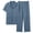 Blue, variant on Dxzfnsa Men's Cotton Pajamas Sets Men Comfortable Short Sleeve Button Up Shirts Elastic Waist Long Pants Two Pieces Fashionable Solid Color Loungewear with Pockets