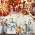 thumbnail image 2 of Fall Placemats Set of 6, Blue Pumpkin Placemat for Dining Table Decorations, Cotton Linen Autumn Place Mats, Teal Leaves Table Mats for Kitchen Dinner Harvest Thanksgiving Holiday Party Decor, 2 of 6