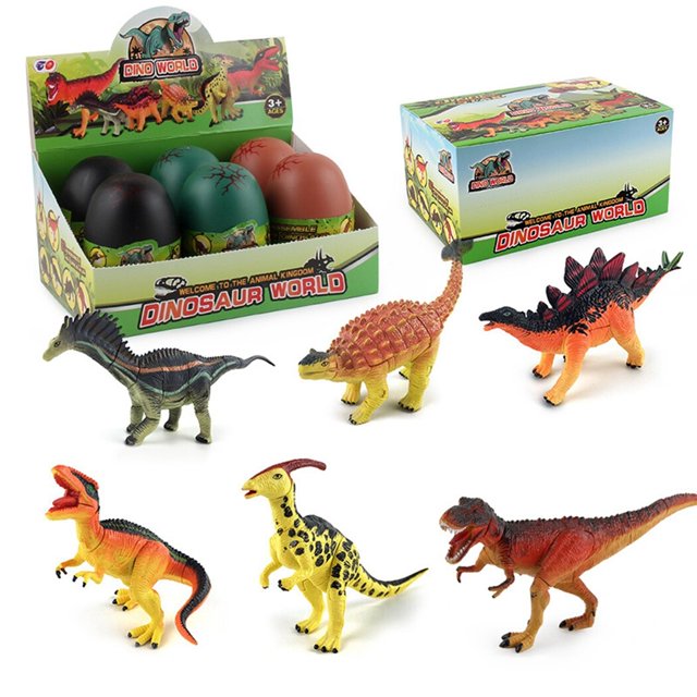 6PCS huevos de Pascua rellenos DIY juguetes de Pascua huevo de dinosaurio de plástico rompecabezas de dinosaurio 3D