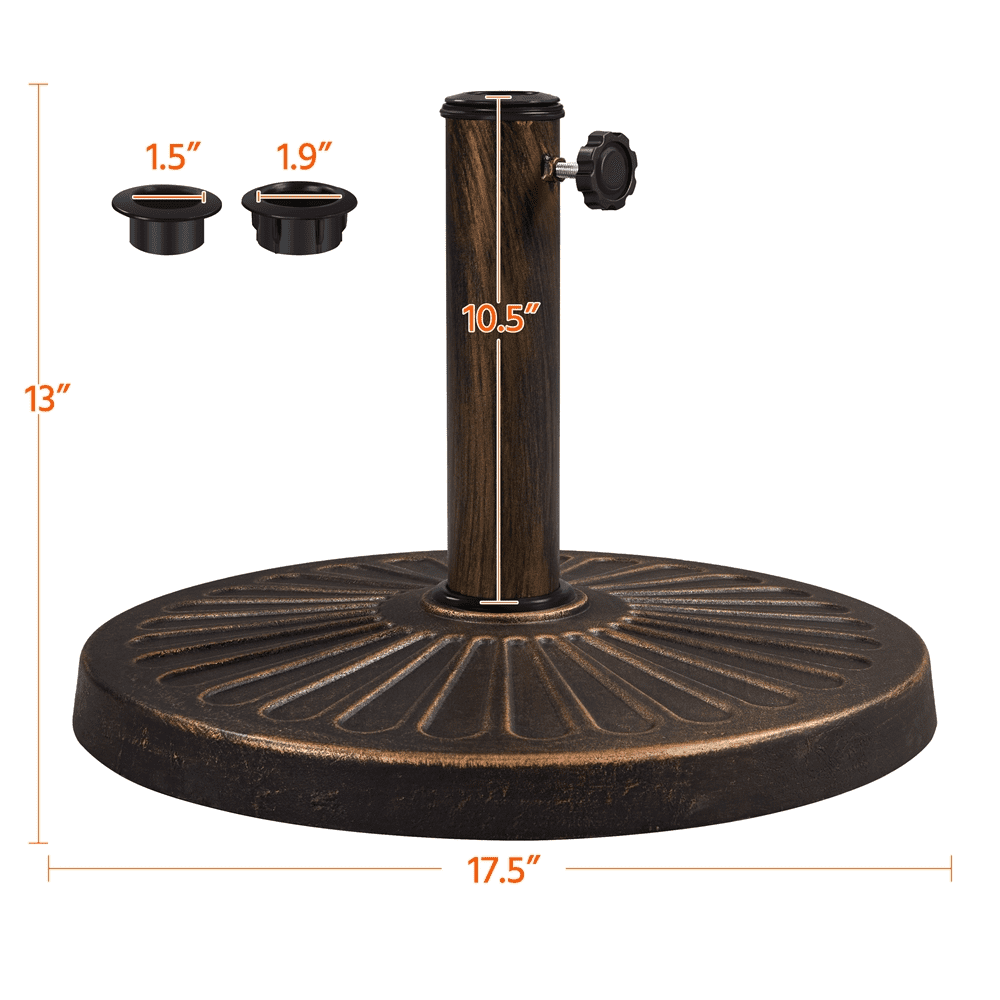 Renwick 22lb Heavy-Duty Umbrella Base, Fits 1.5"/1.9" Poles, Bronze