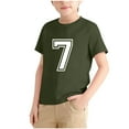 thumbnail image 2 of Atogsazn Kids Boys Casual Short Sleeve Tshirt Crew Neck Number 7 Pullover Tshirt Summer Soccer Basic Tops Clothes 01-Army Green 3-4 Years Fashion, 2 of 6