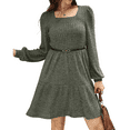 thumbnail image 2 of SOMER Womens Dresses Sweater Dress Long Sleeve Dress for Women Square Neck Green Knit Babydoll Dress with Pockets Winter Fall 2025, 2 of 6