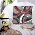 thumbnail image 3 of 18x18 Pillow Covers Set of 2, Grey Geometric Throw Pillow Covers Decorative Couch Cushion Case, Modern Abstract Black White Red Striped Microfiber Square Pillowcases for Bedroom Car Living Room, 3 of 7