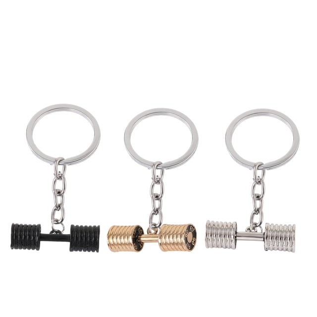Llaveros con mancuernas, colgantes para llaves, llavero con mancuernas, dije para ejercicio, decoraciones colgantes para bolso, 3 uds.