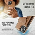 thumbnail image 6 of for iPhone 13 Detachable Magnetic Wallet Case with RFID Blocking Card Slots, PU Leather Kickstand Cover with Magnetic Clasp, Shockproof Drop Protective Classic Flip Case, Brown, 6 of 10