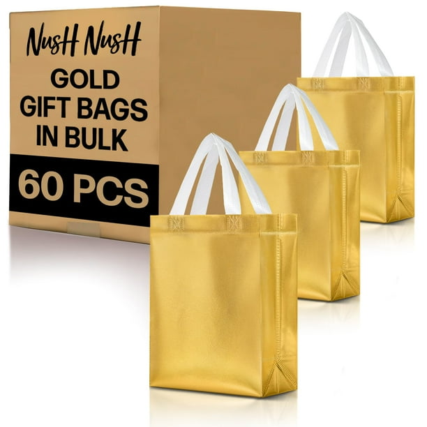 Bolsas de regalo Nush Nush Gold Bulk, 60 unidades, 20 x 10 x 25 cm