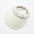 thumbnail image 2 of WTXUE Visor Hats Wide Brim Sun Hat Women's Pearl Headband Hairpin Hat Sunscreen Sunshade Women Sunhat Pontytail Hat Beach Hats Sports Sun Visor Hats for Women Running Hats White One Size, 2 of 3