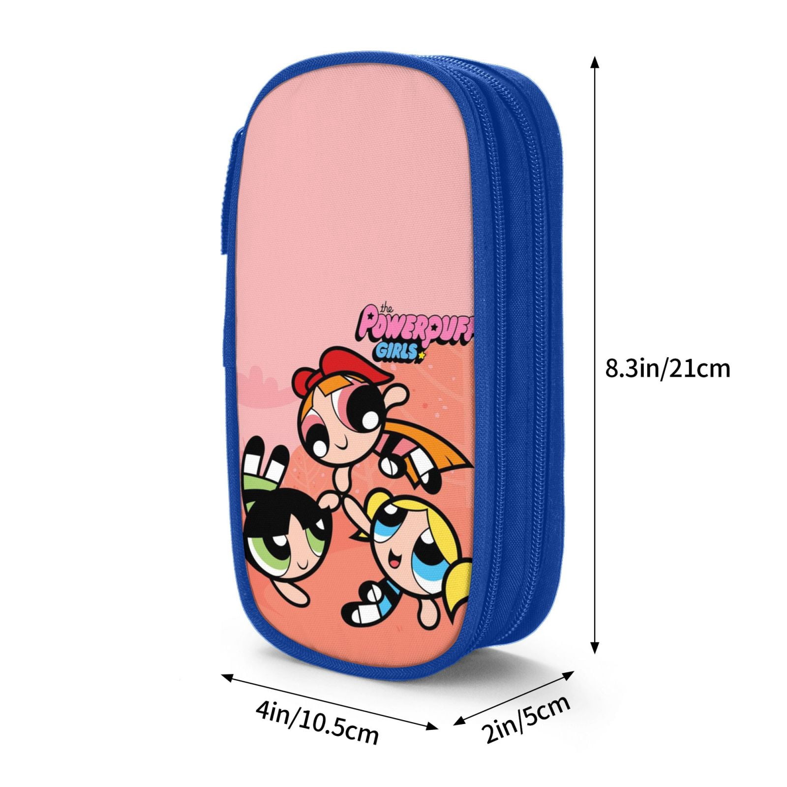 The Powerpuff Gi-rls Pencil Case Large Capacity Pencil Pouch Pen Bag Office Stationery Organizer Travel Makeup Bag Blue