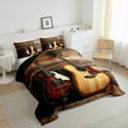 thumbnail image 7 of jejeloiu Electric Guita Queen Comforter Set,Brown Music Instruments Bedding Sets,Old Barn Door Bedding Comforter Set For Child,Breathable Home Decor Reversible,3-Piece, 7 of 7