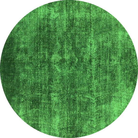 Ahgly Company Indoor Round Oriental Green Industrial Area Rugs, 4' Round