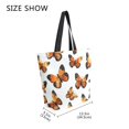thumbnail image 4 of Open Top Canvas Tote Bag with Zipper Reusable Shopping Bag 13.5x15" Roomy Carryall Orange-black Butterfly, 4 of 9