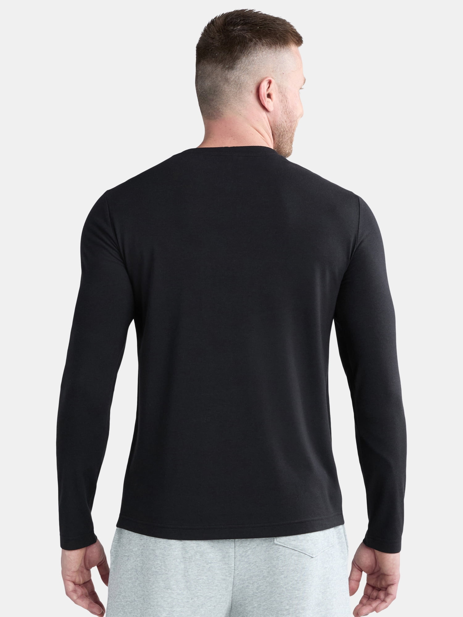 Athletic Works Men's and Big Men's Tri Blend Long Sleeve Pocket Tee, Sizes XS-5XL