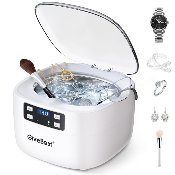 Limpiador ultrasónico de joyas GiveBest 45 kHz con tanque de 750 ml