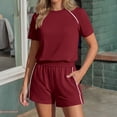 thumbnail image 5 of Stichou Women's 2 Piece Shorts Sets Outfits 2026 Summer Matching Workout Athletic Clothing Casual Spring Travel Loungewear Wine L, 5 of 8