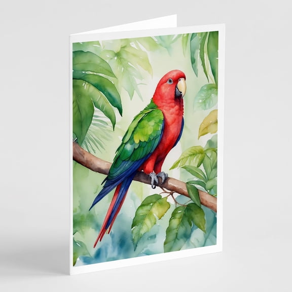 Carolines Treasures DAC7468GCA7P 5 x 7 in. Eclectus Parrot Greeting Cards - Pack of 8