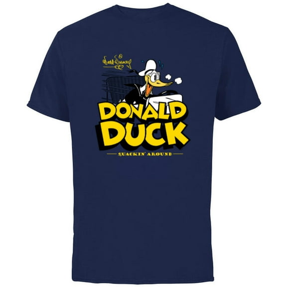 Disney Donald Duck 90th Anniversary Quackin’ Around Retro- Short Sleeve Cotton T-Shirt for Adults - Customized-Navy