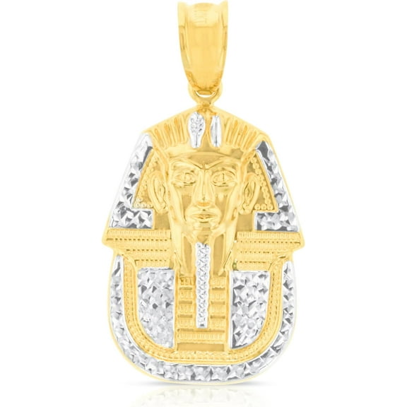 Floreo 10k Yellow Gold Egyptian King Pharoah Two-Tone Pendant Large