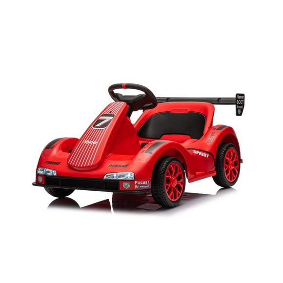 Kids Electric Go Kart, 12V Battery Powered Ride On Car w/Remote Control, Safety Belt, Slow Start, Music, 4 Wheeler Electric Vehicle for Kids, Gift for Boys Girls