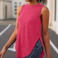 thumbnail image 6 of ClodeEU Women's Round Neck Sleeveless Tank Top,Casual Summer Loose Fit Beach Vacation Tees Hot Pink,Womens Plus XXL, 6 of 6