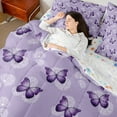 thumbnail image 4 of Homewish Purple Butterflies 7pcs Bedding Comforter Set For Girls,Chic Floral Dandelion Queen Bedding Sets Super Cozy,Dreamy Princess Queen Sheet Sets,Lightweight Room Decor,Reversible, 4 of 8