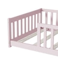 thumbnail image 5 of Bellemave Twin Size Floor Bed with Fence Montessori Floor Bed with Slats Sturdy Wood Floor Bed Twin with Safety Guardrail Twin Floor Bed for Bedroom, Pink, 5 of 10