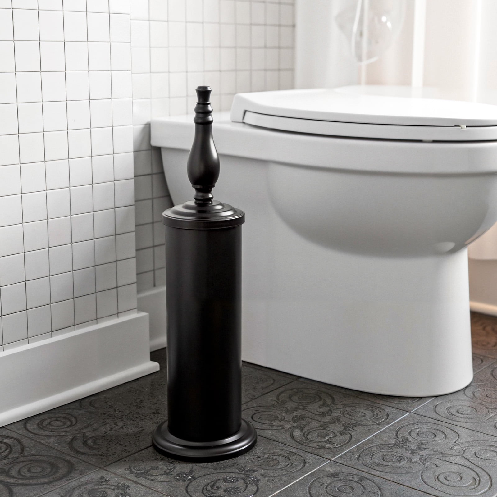 Matt Black Toilet Brush and Holder Set, Toilet Bowl Brush with Heavy Duty Wide Base,Deep Cleaning Modern Bathroom Cleaner Brush -Space Saving