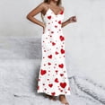 thumbnail image 3 of Gytharion Satin Nightgowns for Women Fashion Heart Print V-Neck Spaghetti Strap Maxi Sleepdress Soft Comfy Sleeveless Cami Nightdress Summer Casual Side Split Holiday Pajama Dress, 3 of 7