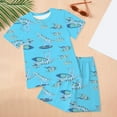 thumbnail image 2 of Caqnni Toddler Baby Boy Girls Summer Outfit Short Sleeve T Shirt Elastic Shorts Outfits Beach Casual 2Pcs Pajamas & Dailywear Set 6-7 Years,Sky Blue, 2 of 4