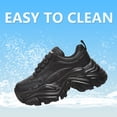 thumbnail image 5 of LUCKY STEP Chunky Sneakers for Women Fashion Platform White Leather Casual Dad Shoes,Black, 5 of 11