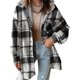 thumbnail image 1 of Chaqueta de Franela con Capucha para Mujer, Estilo Cuadros, Abrigo Grueso de Invierno, con Botones, Cálida y Suave, de Forro . Negro XXL, 1 of 10