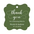 thumbnail image 1 of Darling Souvenir Custom Names Thank You For Celebrating With Us Wedding Hang Tags Personalized Party Tags-Olive Green-50 Tags, 1 of 1