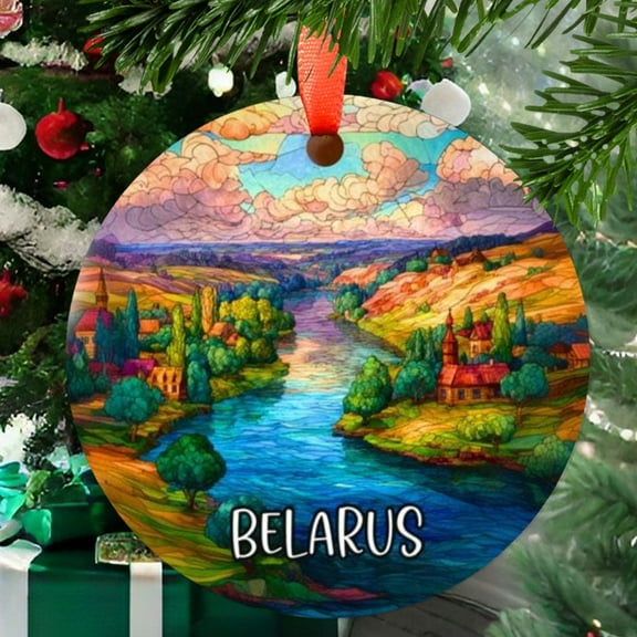 Belarus Christmas Ornament, Ceramic/Acrylic - Belarus Pacific Islands Travel Souvenir, Tree Hanging Ornament, Vacation Keepsake 2025, Gift for Travelers, Collectible 2025