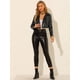 thumbnail image 3 of Chaqueta Allegra K de piel sintética Moto Cropped Black XL para mujer, 3 of 6