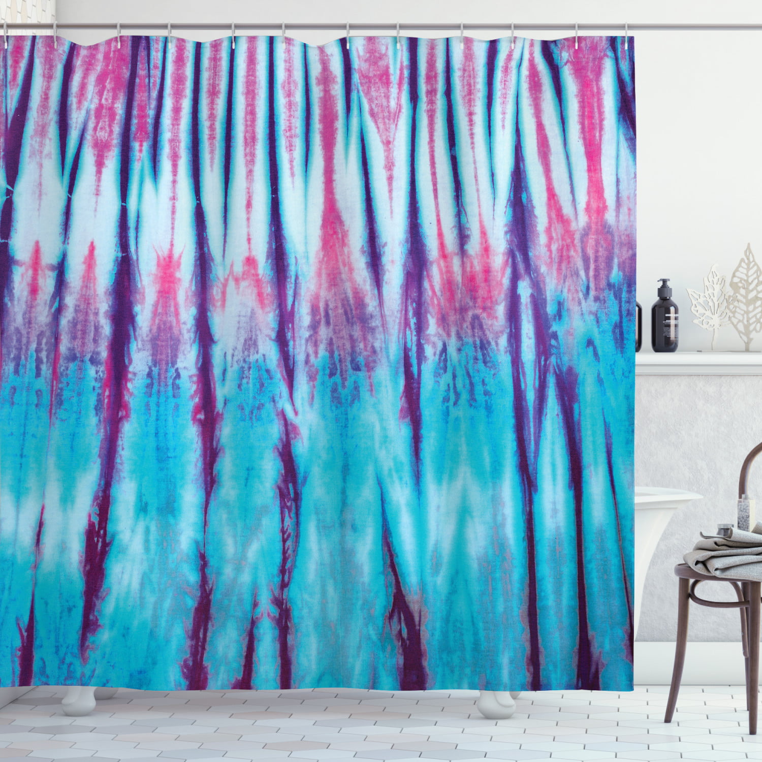 Bend Rainbow Waterproof Bathroom Polyester Shower Curtain Liner Water Resistant 