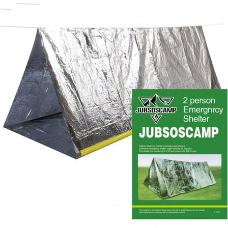 JUBSOSCAMP 1 PCS Emergency Tent, Polyester film Storm Shelter Survival Shelter with  Whistle Drawstring Bag for 2 Person Car Camping, Hiking&First Aid (Silver)