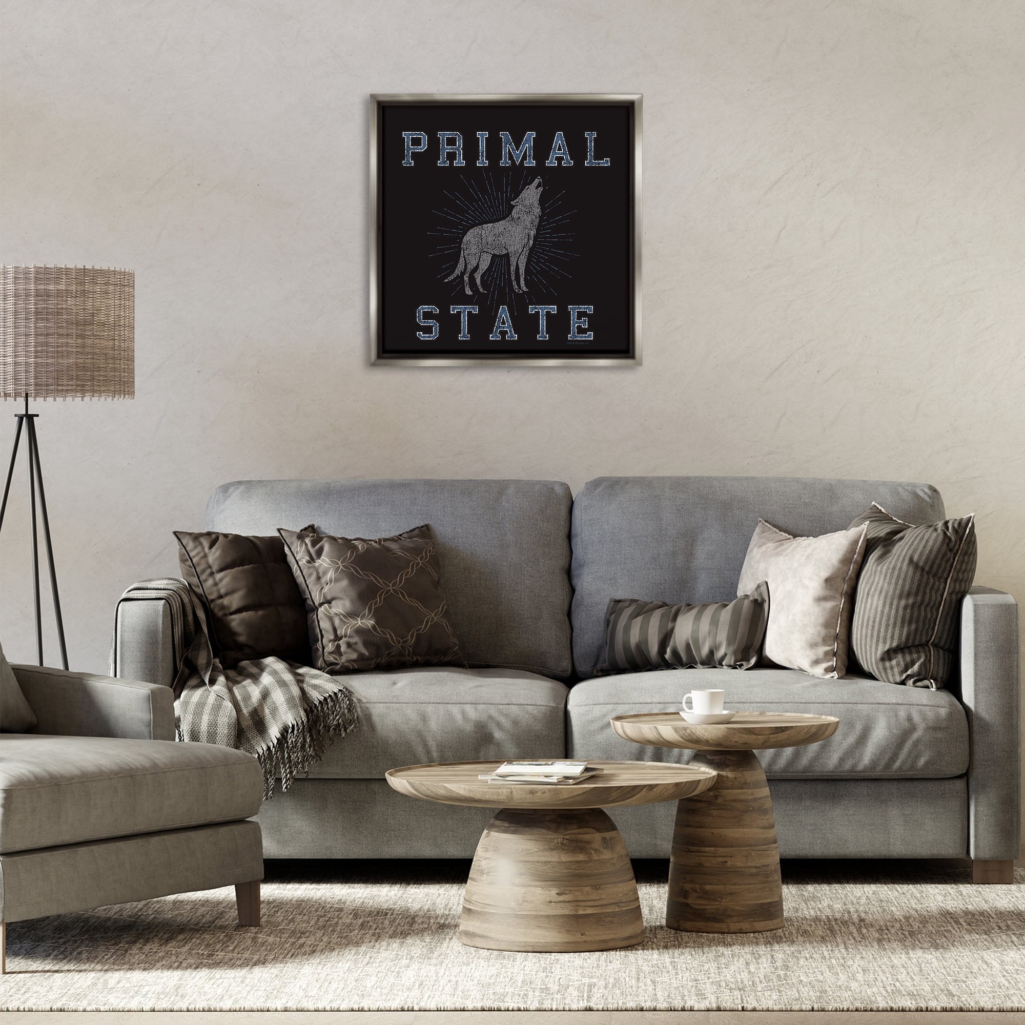 Stupell Industries Primal Wolf State Animals Painting Gray Floater Framed Canvas Art Print Wall Art, 25 x 25