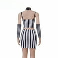 thumbnail image 4 of Black and White Stripes Dress Suit Outfit with Top and Skirt for Women, 4 of 9