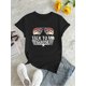 thumbnail image 2 of Camiseta De Mujer De Verano Suave Y Ligera Básica Para Llevar Deportes1pc Women'S Fashion Casual Crew Neck T-Shirt with Airplane Glasses Print, Polyester Knit Fabric, Medium Stretch, All-Season Comf, 2 of 7