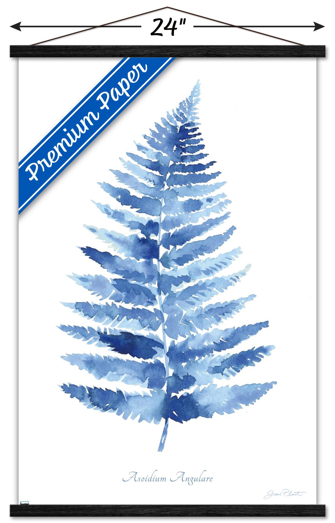 Jean Plout - Indigo Botanical Asoidium Angulare Wall Poster with Magnetic Frame, 22.375" x 34"