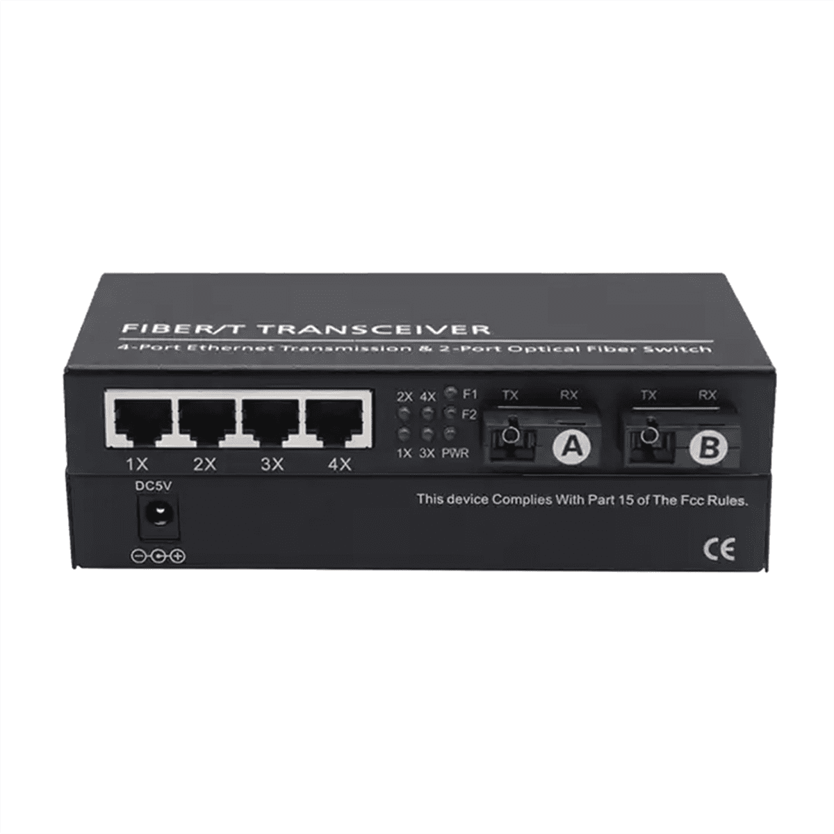 Gigabit Ethernet Fiber Switch SC Singlemode 20KM 2 SC Fiber 4 RJ45 Port 100/1000M Fiber Optical Media Converter US Plug