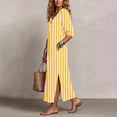 thumbnail image 5 of NTACZA Shirt Dress Fall Dresses for Women Yellow Button Down Striped Cute Side Slit 3/4 Sleeve Maxi Beach Blouson Vacation XXXXL, 5 of 7