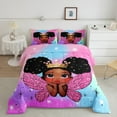 thumbnail image 2 of jejeloiu Cute Black Girly Full Size Comforter Sets,Fairy Tale Princess Bedding Comforter Set,Colorful Ombre Bedding Sets For Teens,Microfiber Bedroom Decor Reversible,3pcs, 2 of 8