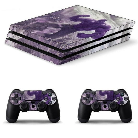 Decal Skin for PS4 Slim / PS4 Pro / PS4, Whole Body Vinyl Sticker Cover for Playstation 4 Console and Controller (Purple Hero)