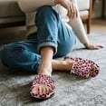 thumbnail image 3 of COEQINE Pink Leopard Print Slip On Slippers for Women, Comfortable Fuzzy Sandals Y2K Open Toe Slippers Machine Washable Slip On Slides Footwear for Home Bedroom Spa Travel, 40-41, 3 of 7